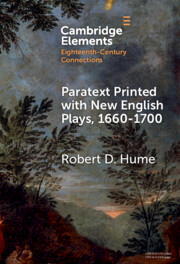 Paratext Printed with New English Plays, 1660–1700